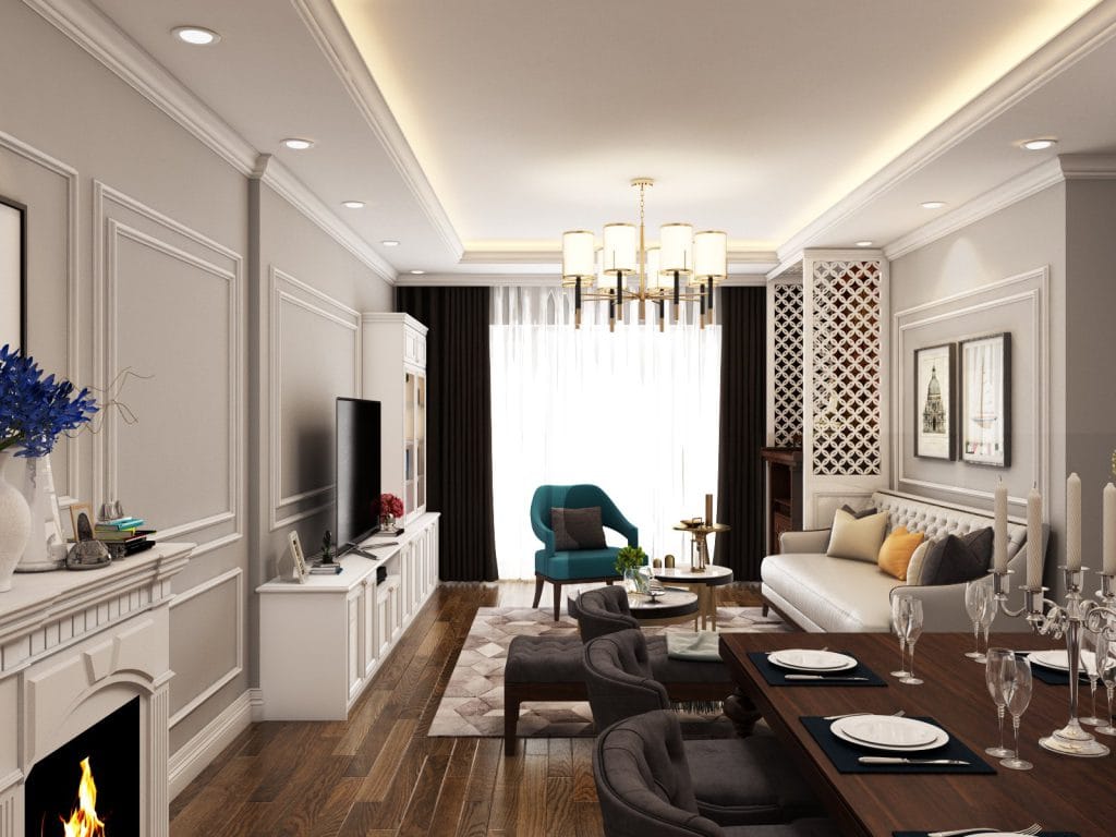 Thiết kế phòng khách tân cổ điển