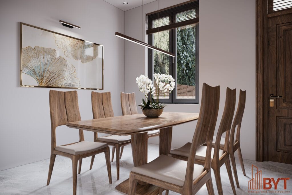 THIẾT KẾ NỘI THẤT PHÒNG BẾP TRONG NHÀ LIỀN KỀ VỚI GỖ ÓC CHÓ CAO CẤP