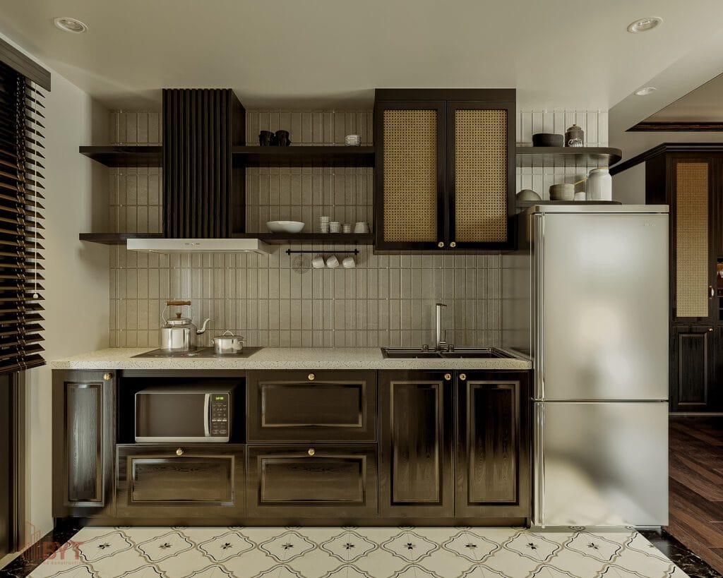 Thiết kế nội thất phòng bếp Indochine