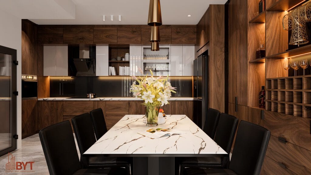 Thiết kế nội thất phòng bếp nhà liền kề