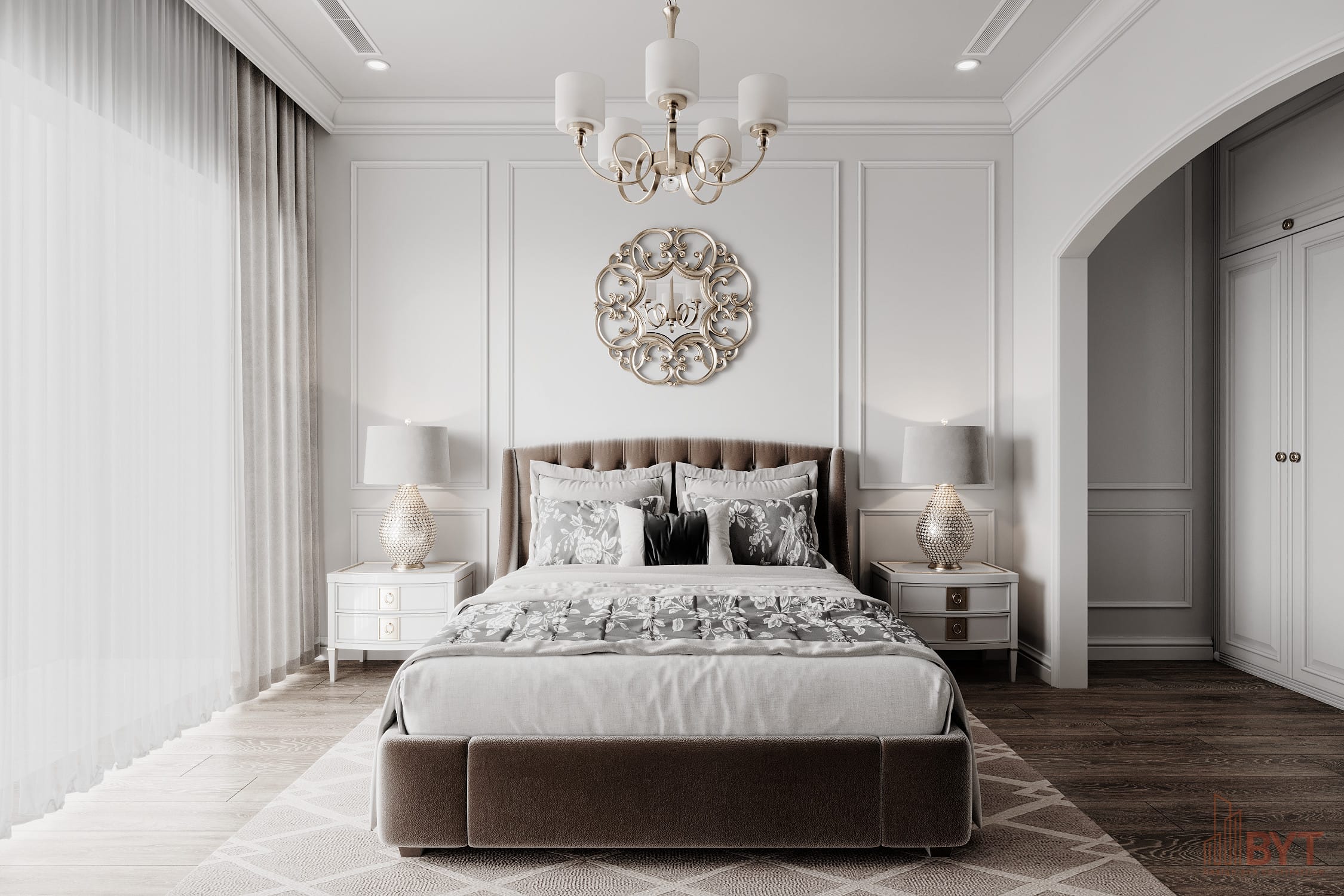 NỘI THẤT PHÒNG NGỦ TÂN CỔ ĐIỂN - DỰ ÁN HIM LAM HÀ ĐÔNG - Phòng ngủ lớn 2