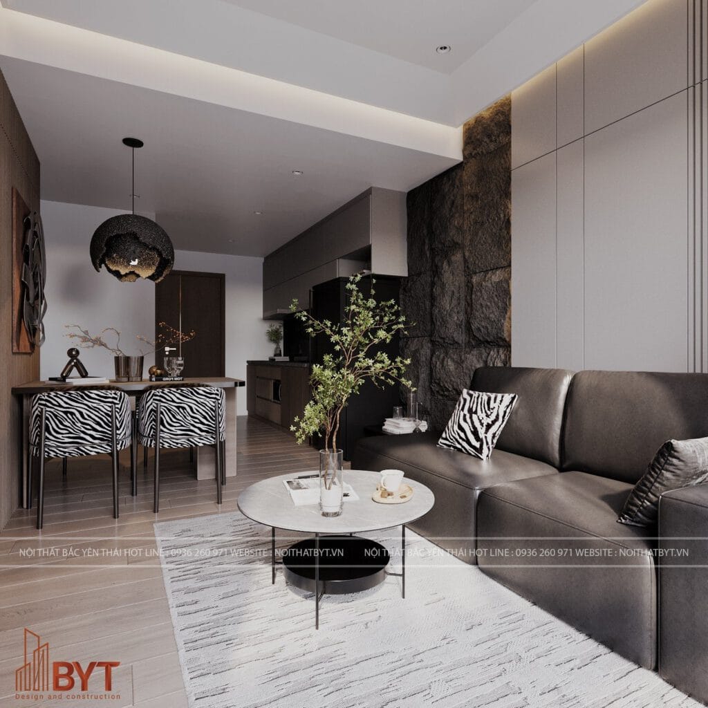 Thiết kế nội thất chung cư cao cấp 2 phòng ngủ