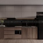 Thiết kế nội thất phòng bếp với tủ song song