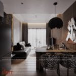 Thiết kế phòng khách chung cư 70m2 2 phòng ngủ