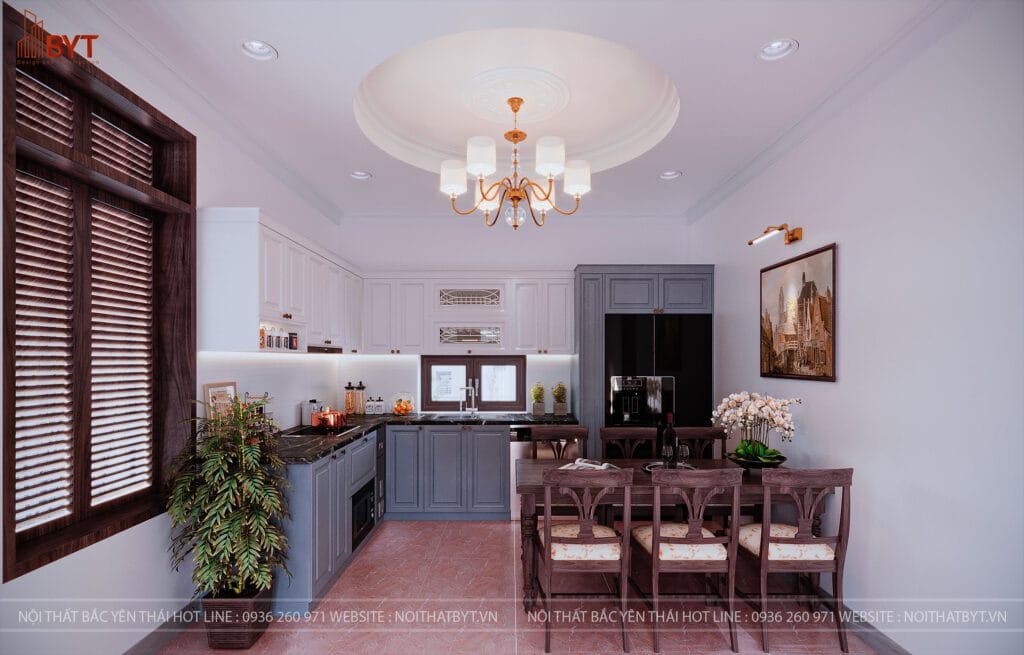 Thiết kế nội thất phòng bếp Tân Cổ điển