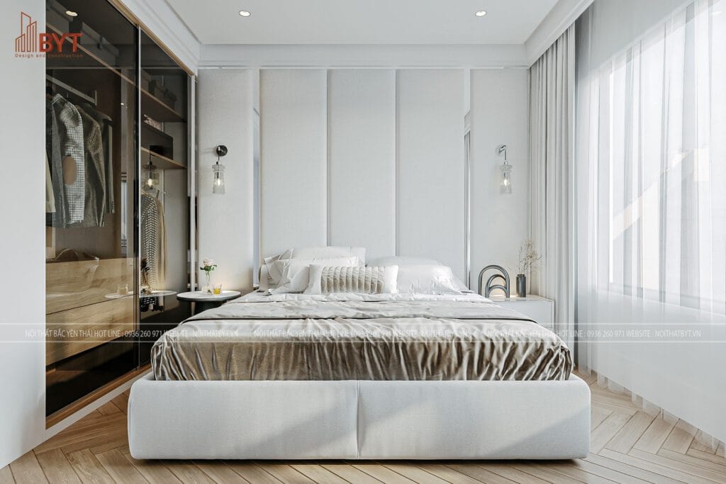 Thiết kế nội thất phòng ngủ thông minh chung cư 2 phòng ngủ