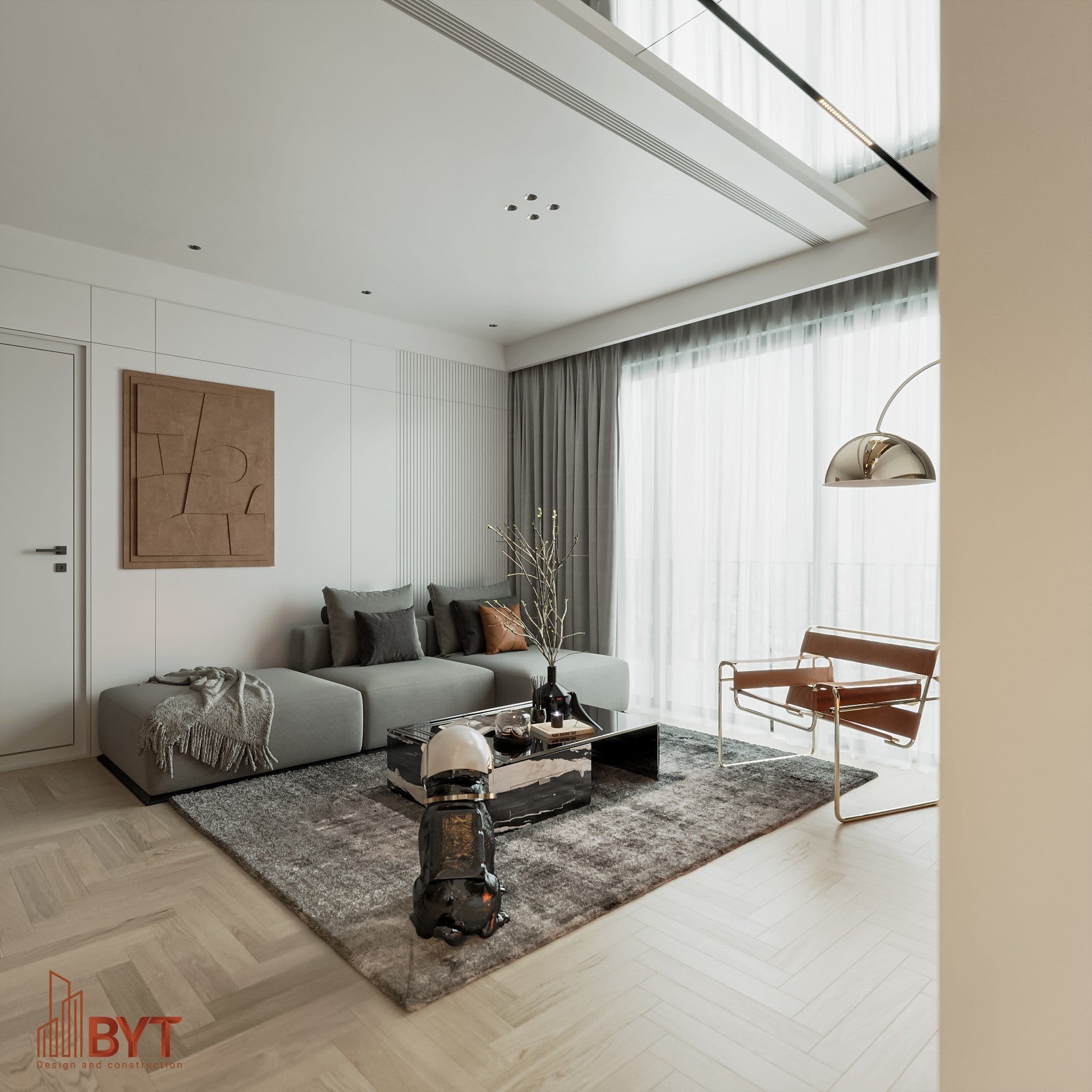 Thiết kế phòng khách đẹp sang trọng cho chung cư 3 phòng ngủ