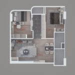 Thiết kế nội thất chung cư 70m2 2 phòng ngủ