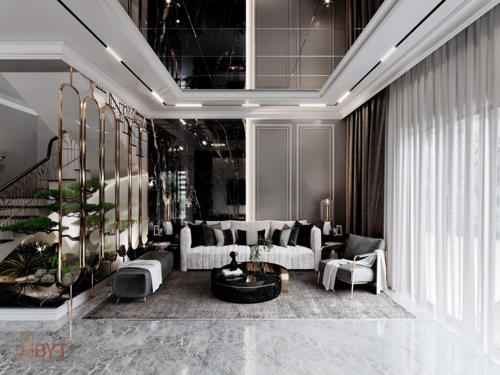 Thiết kế phòng khách đẹp sang trọng cho biệt thự