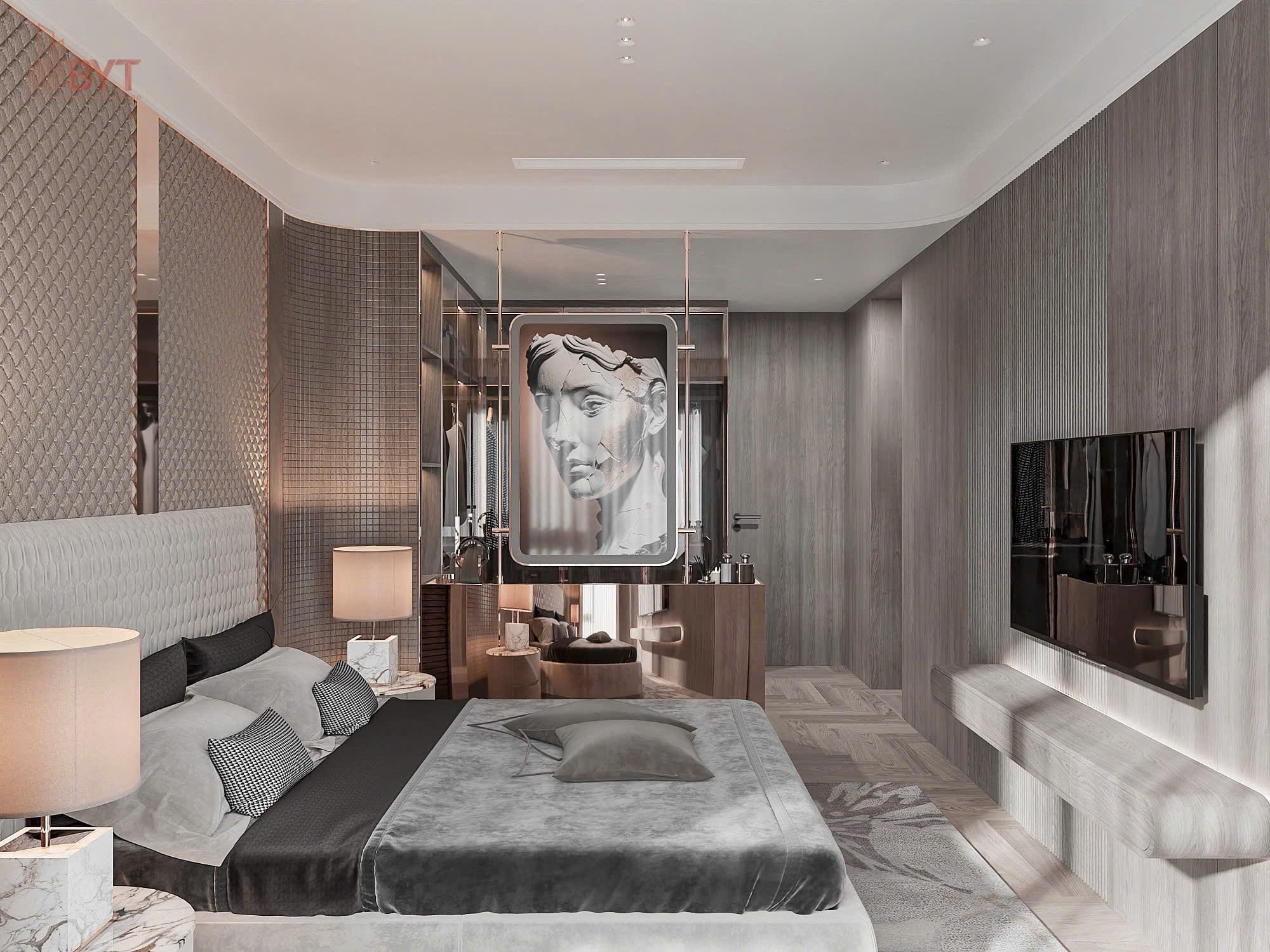 Nội thất phòng ngủ hiện đại căn hộ 05 S1.02 Sapphire Vinhomes Ocean Park