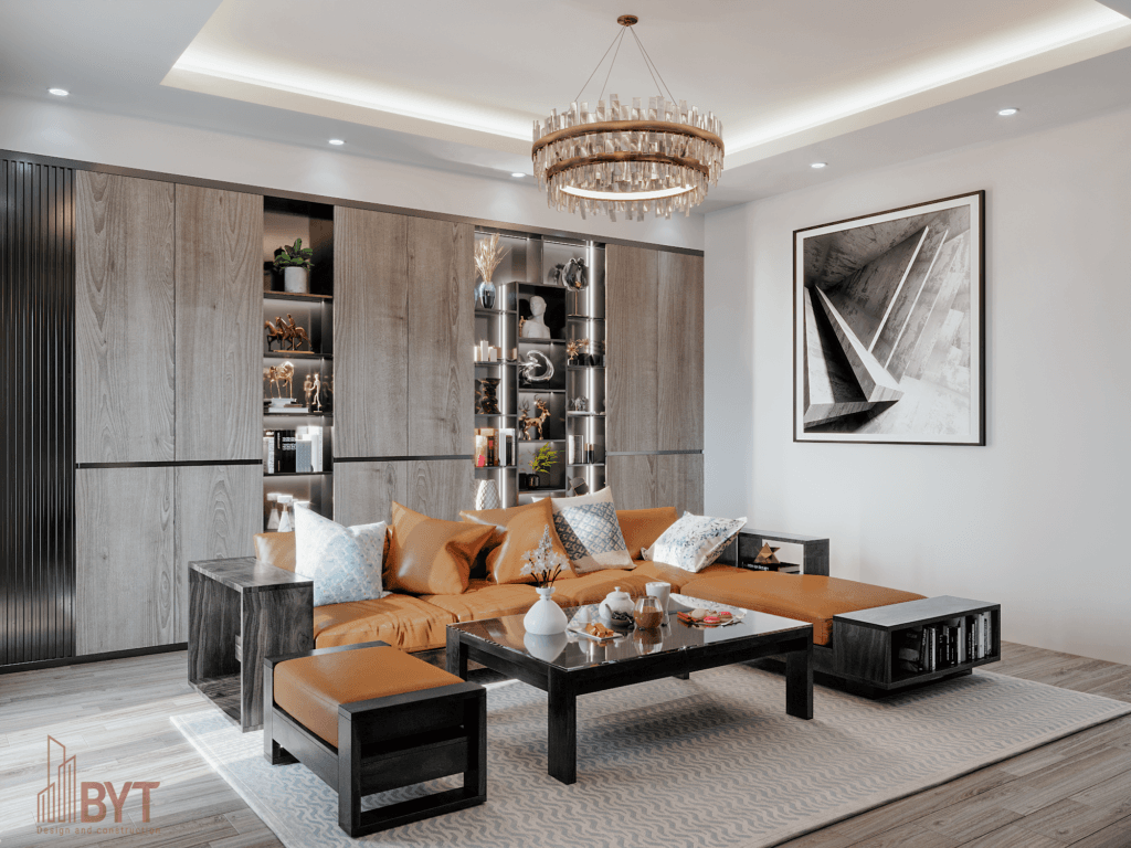 Thiết kế phòng khách chung cư 100m2 hiện đại