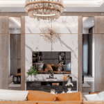 THIẾT KẾ NỘI THẤT PHÒNG KHÁCH VỚI GỖ TỰ NHIÊN CHẤT LƯỢNG CAO