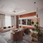 Mẫu 1: Thiết kế phòng khách nhà liền kề Đông Anh