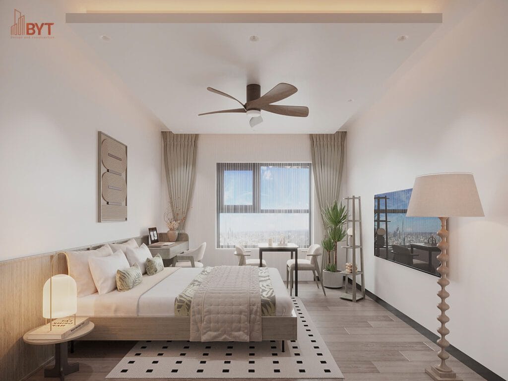 Thiết kế nội thất phòng ngủ thông minh chung cư 70m2