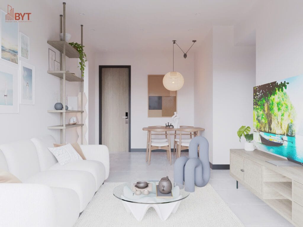 Thiết kế phòng khách chung cư đẹp sang trọng cho chung cư 80m2