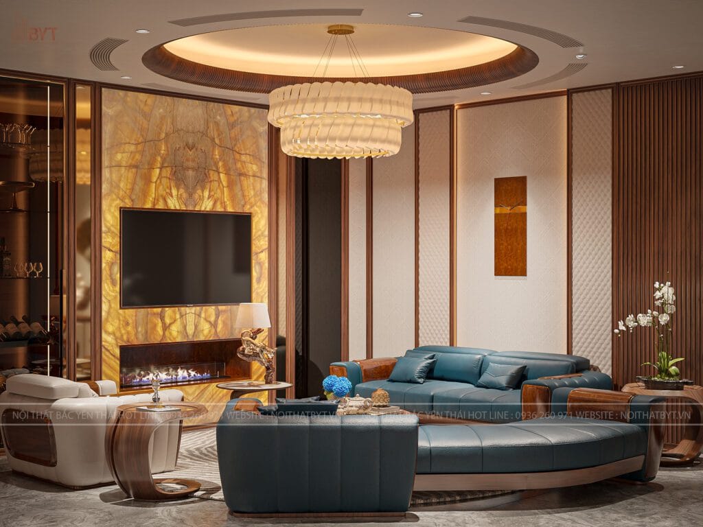 Thiết kế phòng khách đẹp sang trọng cho nhà liền kề